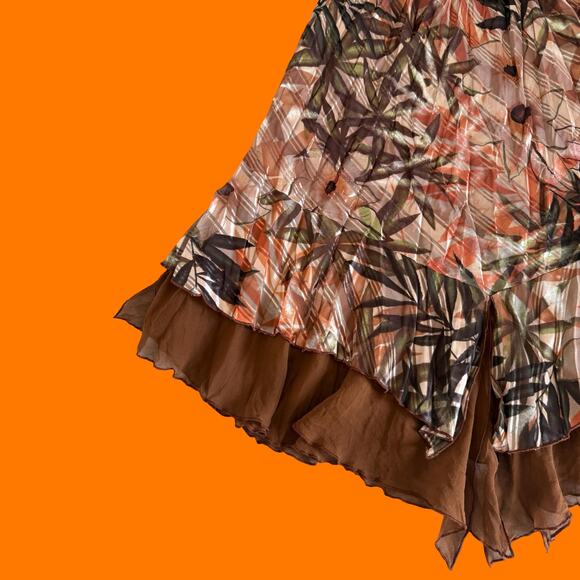 00's vintage earthy silk chiffon y2k halter asymmetrical dress Size 6 caché - Picture 7 of 15